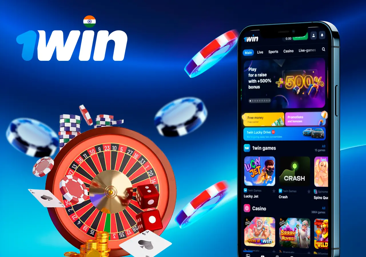 Mobile version of the 1Win app displayed on smartphones, offering quick access to various betting and gaming features